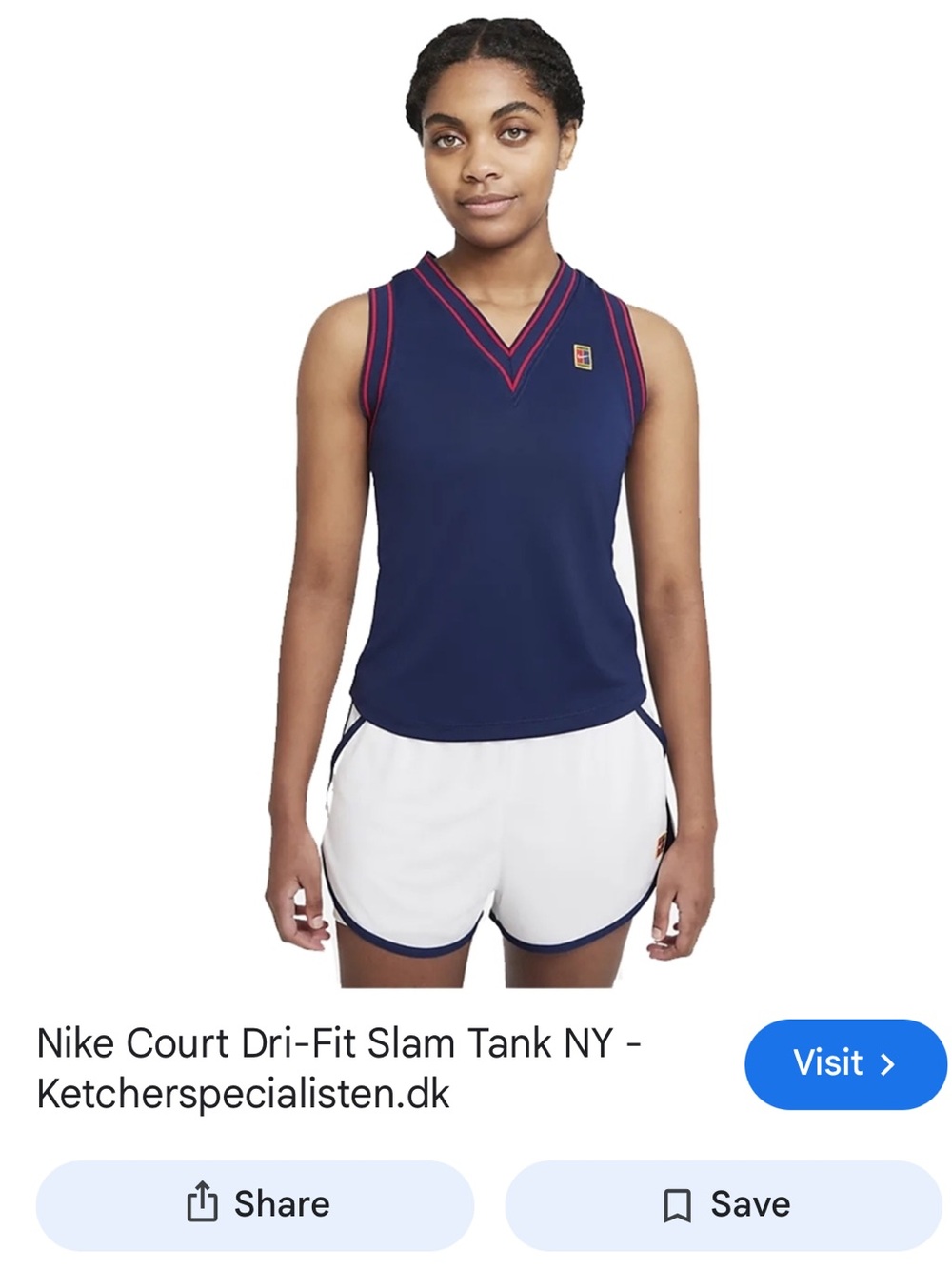 Nike Court Dri-Fit Slam Tank (Navy) and Dri-Fit Slam Tennis Skirt (White) Set - Picture 2 of 11